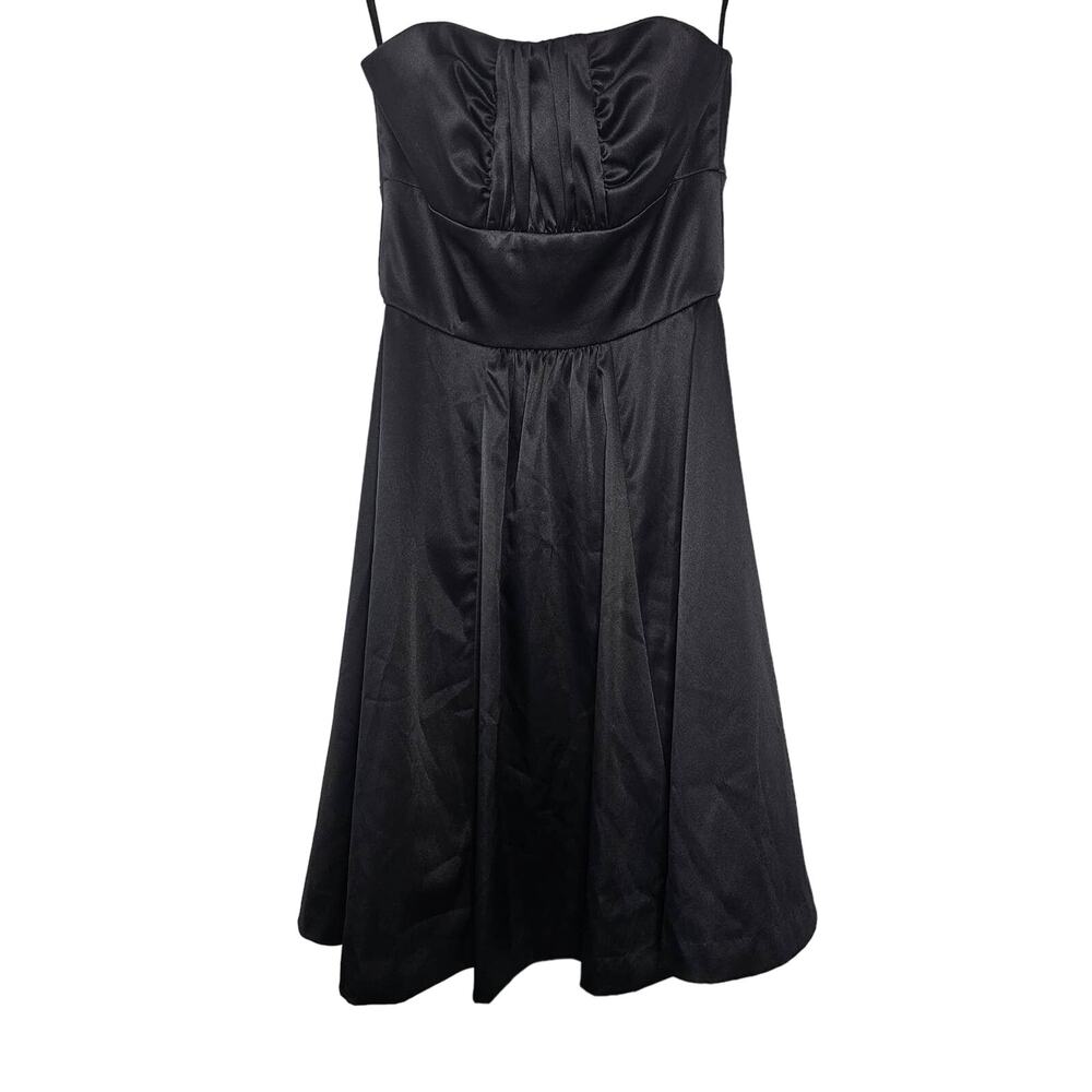 WHBM Women's Satin Sleeveless Mini Formal Cocktail Dress Size 0 Black